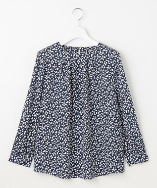 自由区 L 【カタログ掲載・セットアップ対応・洗える】ジオメトリックフラワードットプリント ブラウス ネイビー系