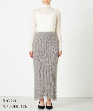 NAVE 【ReNAVE・洗える】メルティーシャギーニット スカート ライトグレー系