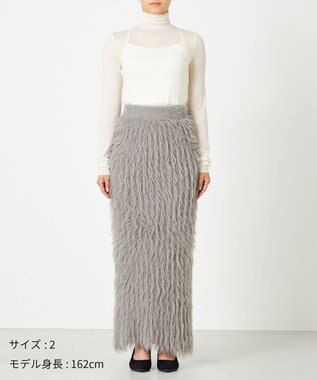 NAVE 【ReNAVE・洗える】メルティーシャギーニット スカート ライトグレー系