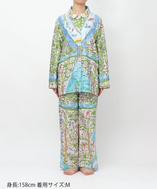 tsumori chisato SLEEP ツモリチサト パジャマ 綿100%(本体) サテン 長袖 長ズボン レディース UDX506/ワコール サックス