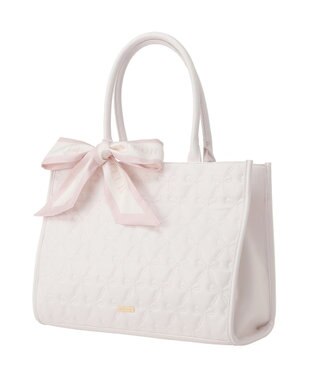 Maison de FLEUR スカーフ付き2ルームリボンキルティングトート Pink