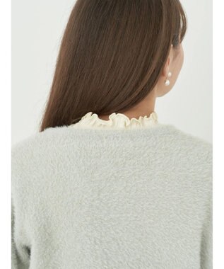 earth music&ecology ミニシャギーパールボタンカーディガン Light Gray