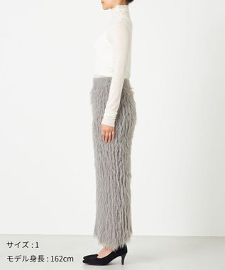 NAVE 【ReNAVE・洗える】メルティーシャギーニット スカート ライトグレー系