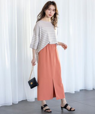 ANY SIS 【接触冷感・UVカット・洗える】ビューティクールボートネック プルオーバー グレー×オフ