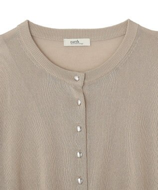 earth music&ecology ボタンアソートクルーネックカーディガン Beige