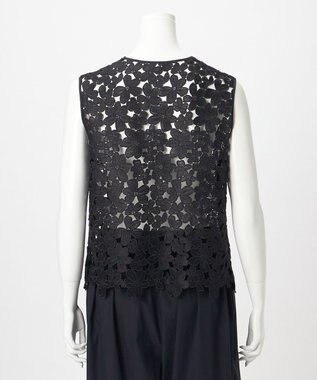 23区 【GOLD LABEL/見上愛さん着用】エンブロイダリーレース ジレ ブラック系