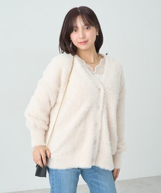 earth music&ecology ロングシャギーカーディガン Ivory