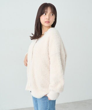 earth music&ecology ロングシャギーカーディガン Ivory