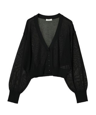earth music&ecology シアーラメＶネックカーディガン Black