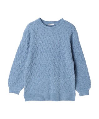 CRAFT STANDARD BOUTIQUE 洗えるモールケーブルニットチュニック Sax