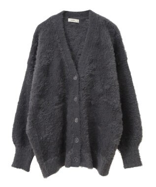 earth music&ecology ロングシャギーカーディガン Charcoal Gray