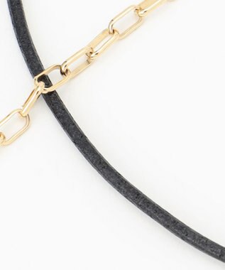 BEIGE， SILVER BERRY / レザーコンビネックレス Black