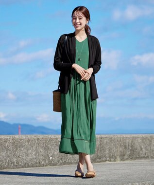 Tiaclasse 【洗える】はしごレースワンピース グリーン