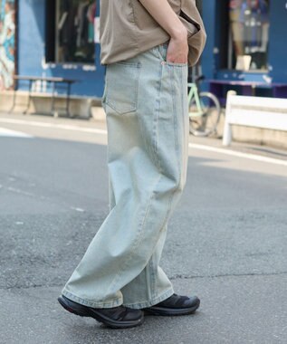 WEGO 【SMLサイズ展開】イージー3Dバレルレッグデニムパンツ デニム淡色