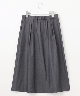 J.PRESS LADIES L 【洗える・吸水速乾・接触冷感】リネンツイル スカート ブラックシャンブレー系