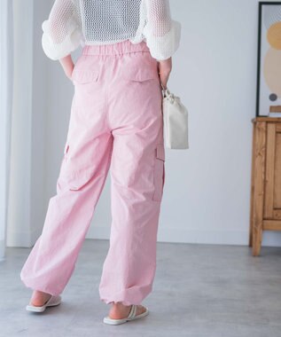 WEGO 【ウエストゴム】ナイロンイージーワイドカーゴパンツ ライトピンク