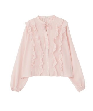 earth music&ecology フリルリボンブラウス Pink