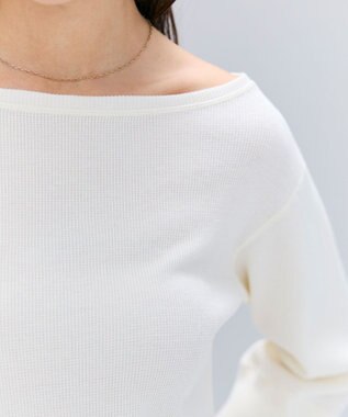 BEIGE， 【洗える】GLOBE / コットンリブ7分袖カットソー Ecru