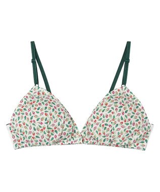 une nana cool MADE WITH LIBERTY FABRIC 【綿混】三角ノンワイヤーブラ オフホワイト