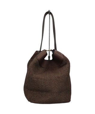 INTER-CHAUSSURES 【LORISTELLA】ワンハンドル異素材コンビネーション巾着バッグ ダークブラウンコンビ