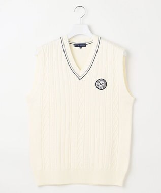23区GOLF 【MEN】【ウォッシャブル】コットンブレンドニットベスト ホワイト系