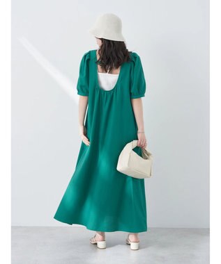 earth music&ecology リサイクルポリエステルブレンドＡラインワンピース Green