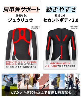 CW-X 【WOMEN】 CW-X 機能性トップス 【JYURYU TOP】 丸首 長袖 肩が動かしやすくなる 運動時の疲労を軽減 ゴルフ 球技 マラソン JAY410 /ワコール ブラック