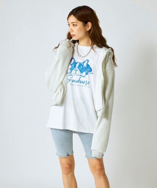 OP／FILA 【Ocean Pacific】かすれプリントTシャツ ホワイト
