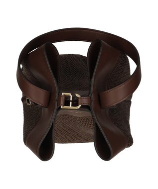 INTER-CHAUSSURES 【LORISTELLA】ワンハンドル異素材コンビネーション巾着バッグ ダークブラウンコンビ