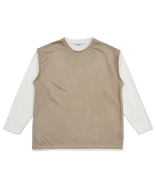 WEGO フェイクスウェードベストT（LS） ライトグレー