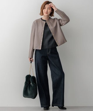 23区 【洗える】ウールミルドジャージー ビスチェライクコンビ カットソー グレー系