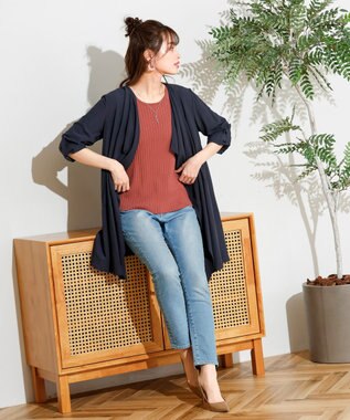 Tiaclasse L 【洗える】軽さが魅力のドレープコート ネイビー