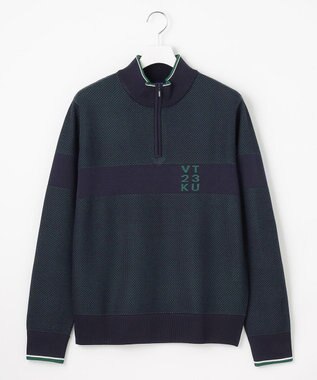 23区GOLF 【MEN】【ウォッシャブル】ハーフジップニットプルオーバー ネイビー系