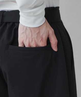 WEGO トロミ　ベルト付きワイドスラックス ブラック