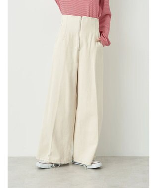 earth music&ecology フロントジップデニムパンツ Ivory