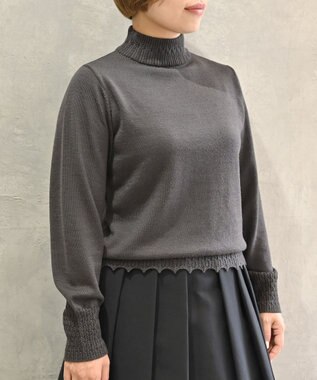 muuc 〈エクストラファインメリノウール〉〈洗えるニット〉レース編みハイネックプルオーバー