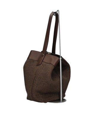 INTER-CHAUSSURES 【LORISTELLA】ワンハンドル異素材コンビネーション巾着バッグ ダークブラウンコンビ