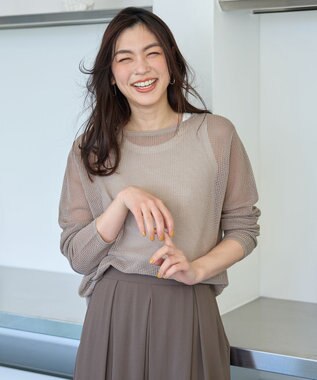 ANY 【アンチピリング】メッシュニットプルオーバー サンドベージュ