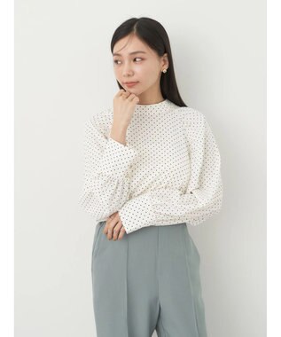 earth music&ecology ラグランギャザースリーブブラウス Dot