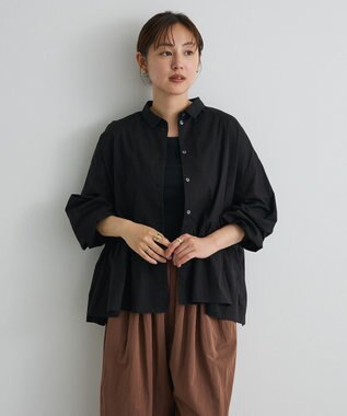 CRAFT STANDARD BOUTIQUE ペプラム長袖ブラウス Black