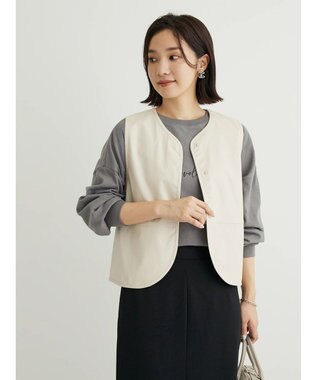 Green Parks フェイクレザーベスト Ecru