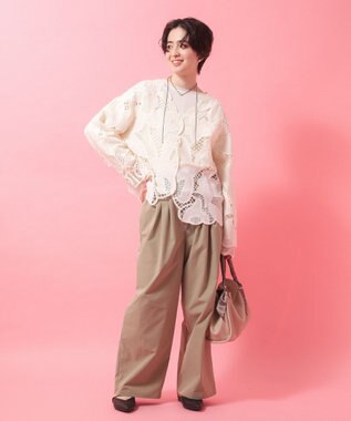 Green Parks 袖チュールリブプルオーバー Ivory