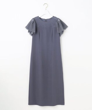 ANY SIS フリルスリーブペンシル ドレス ブルーグレー