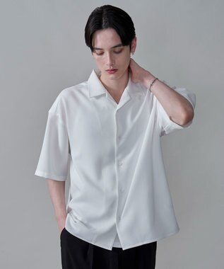 WEGO 【速乾/しわになりにくい/MLサイズ展開】ドライポリオープンカラーシャツ（SS） ホワイト