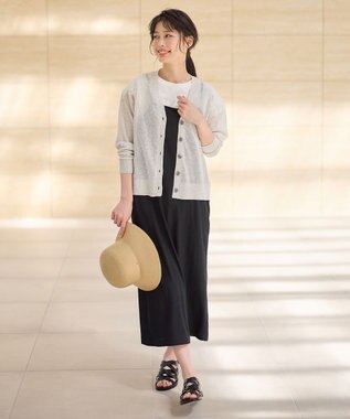 ANY L 【洗濯機可/接触冷感/アンチピリング】シアーニットVネックカーディガン トップグレー