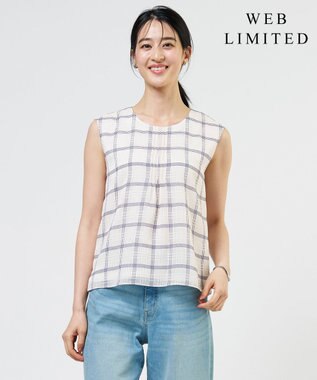 J.PRESS LADIES S 【WEB限定】シアーチェック ノースリーブ カットソー