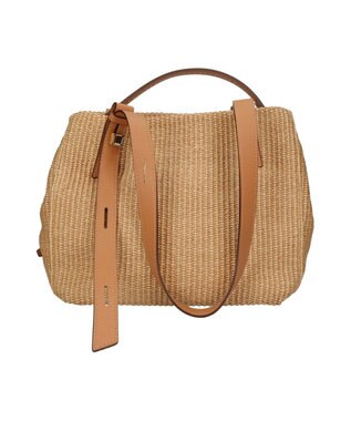 INTER-CHAUSSURES 【LORISTELLA】ラフィアデイリー トートバッグレザーハンドル ベージュコンビ