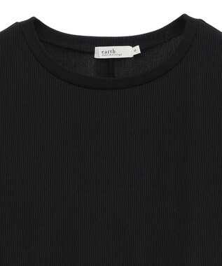 earth music&ecology フリルスリーブリブプルオーバー Black