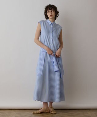 GRACE CONTINENTAL ストライプシャツワンピース ブルー