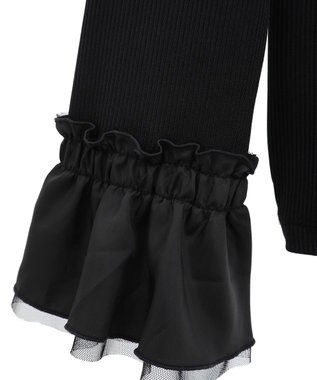 earth music&ecology フリルスリーブリブプルオーバー Black